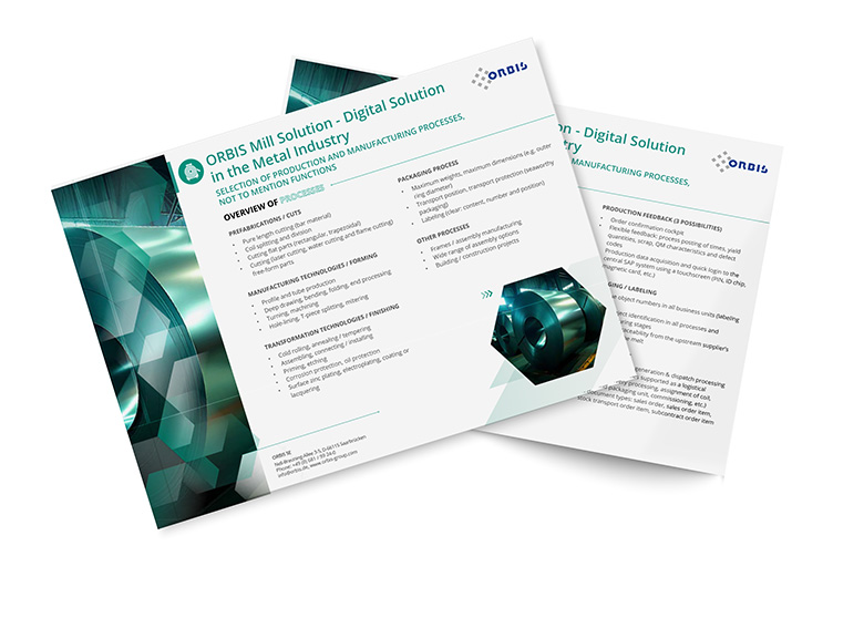 Overview of processes and functions with the ORBIS Mill Solution